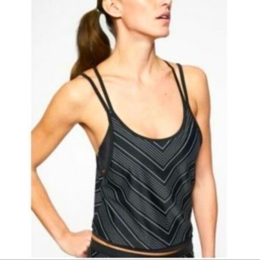 Athleta Black and White Striped Women's Tankini Top 36 B/C